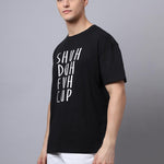Door 74 Men Black Graphic Printed Pure Cotton Oversized T-Shirt Roposo Clout
