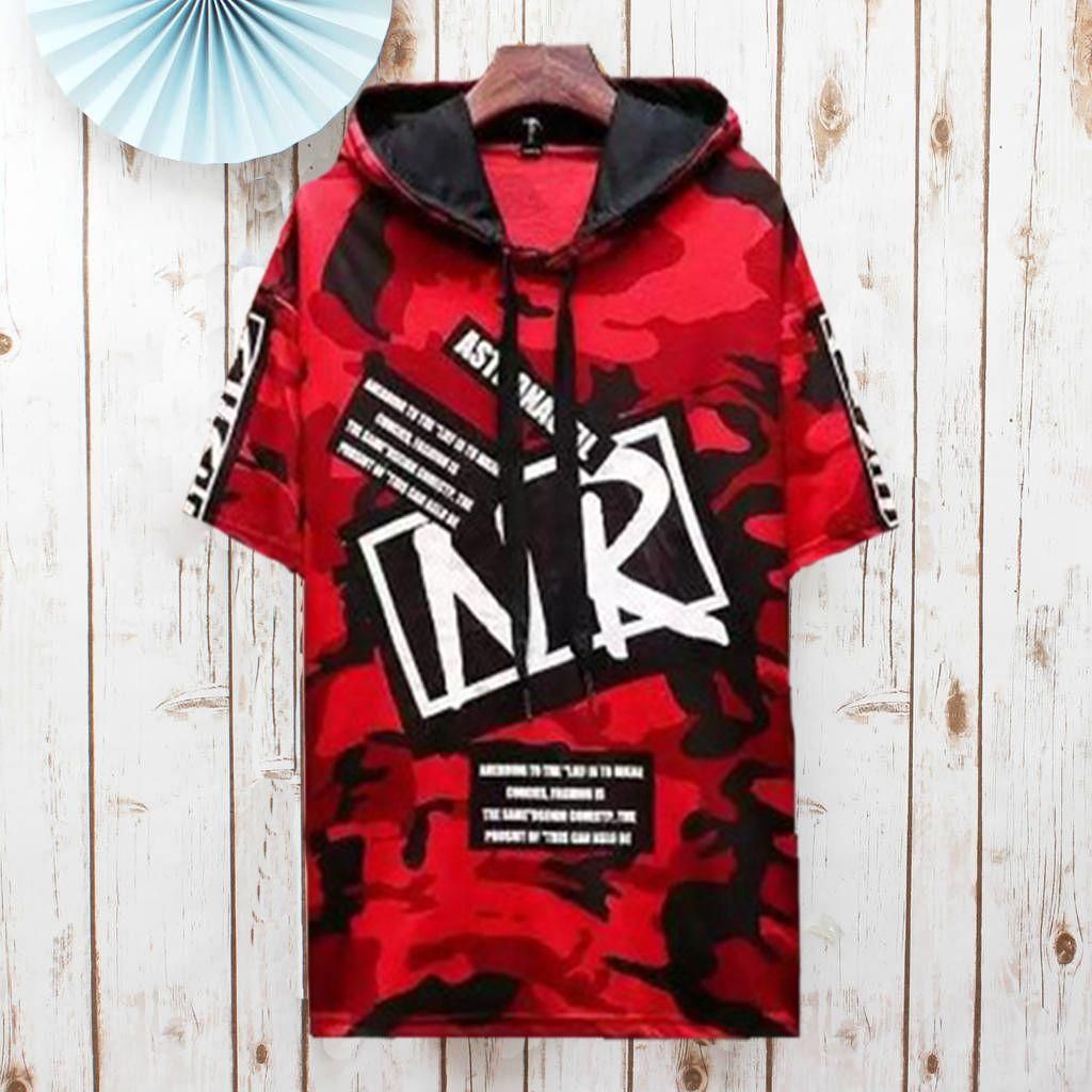 TRYTHIS Cotton Slogan Half Sleeves Hooded Neck Mens T-Shirt Roposo Clout