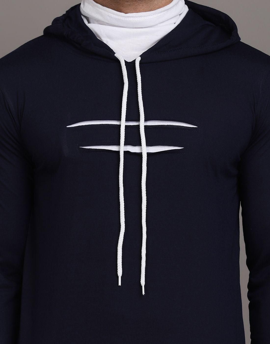 Denzolee Men's Solid Hooded T-Shirt With Mask Roposo Clout