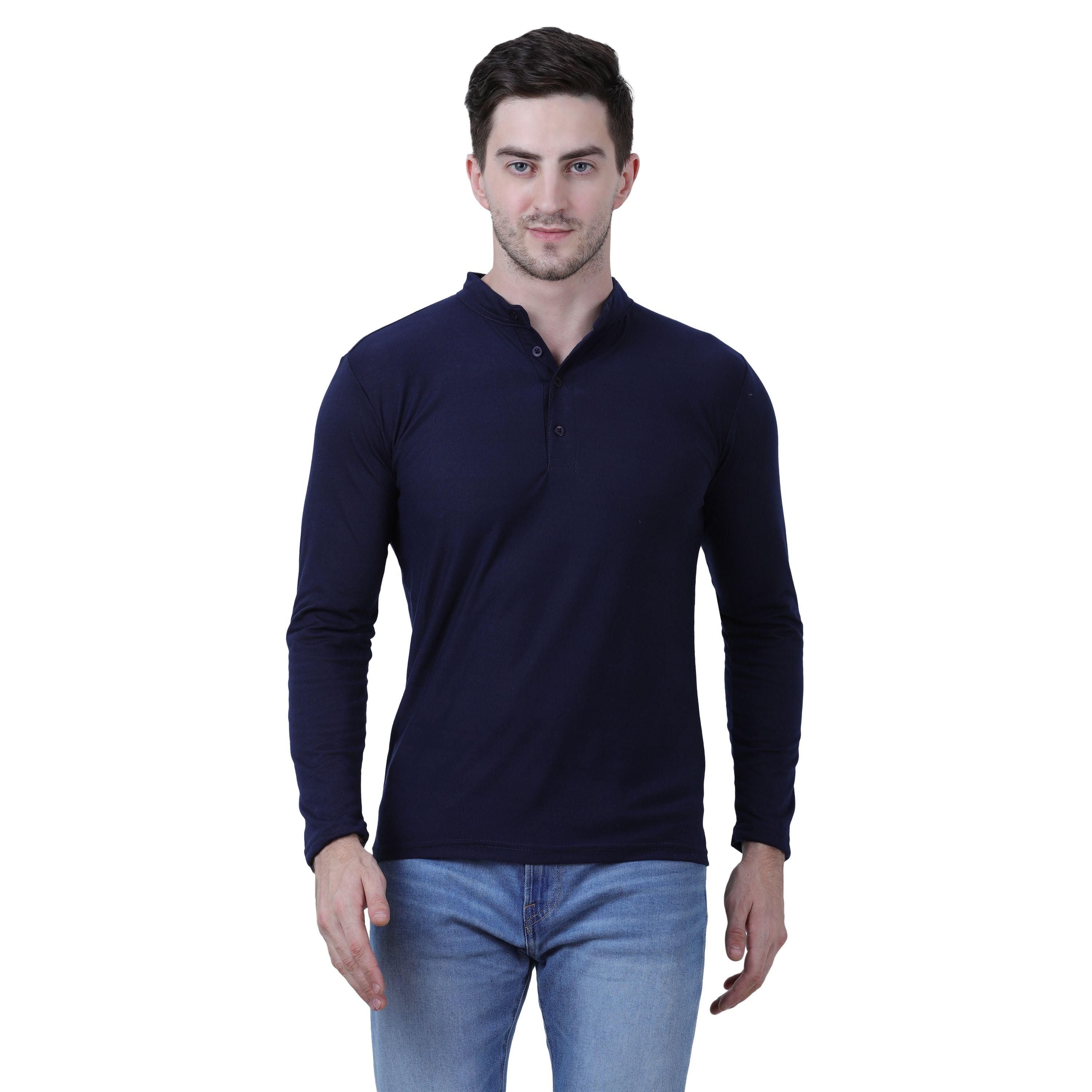 Cotton Blend Solid Full Sleeves T-Shirt Roposo Clout