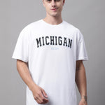 DOOR74 Mens Michigan Printed White TSHIRT Roposo Clout