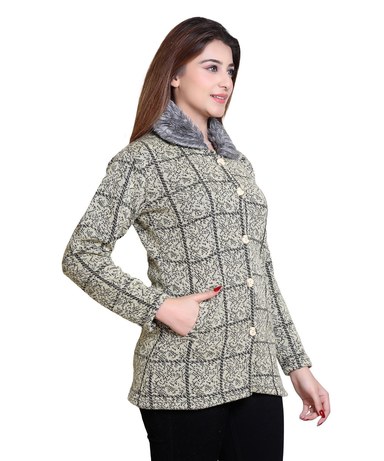 Women's Check Pattern Woolen Winter Coat Roposo Clout