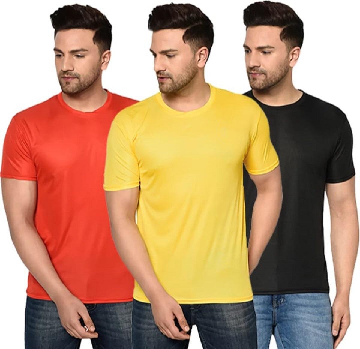 Men's Pack Of -3 Half Sleeves Round Neck T-shirt With Pack Of-2 Men's Boxers Roposo Clout