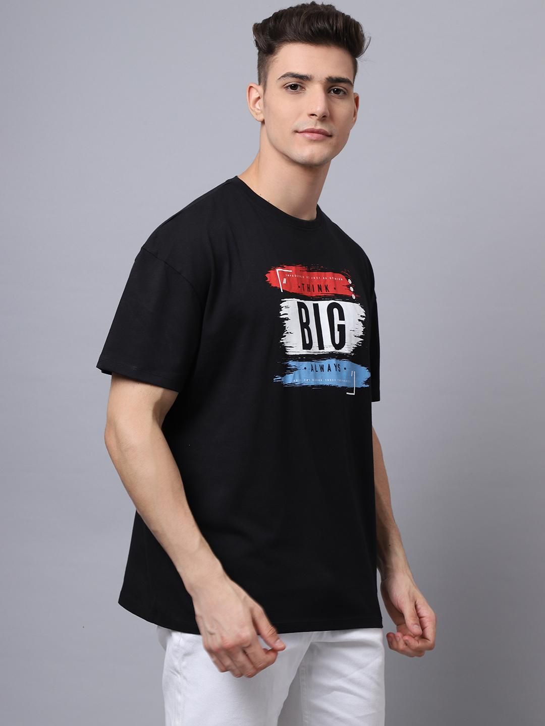 Door 74 Men Black Graphic Printed Pure Cotton Oversized T-Shirt Roposo Clout