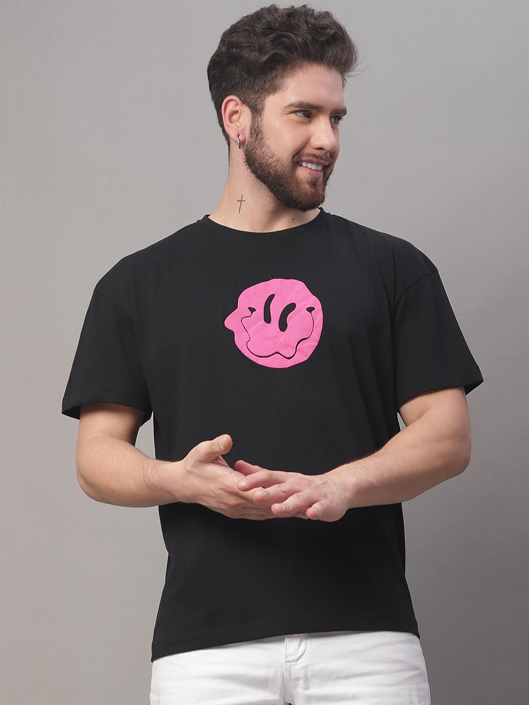 DOOR74 MENS PRINTED BLACK OVERSIZE TSHIRT Roposo Clout