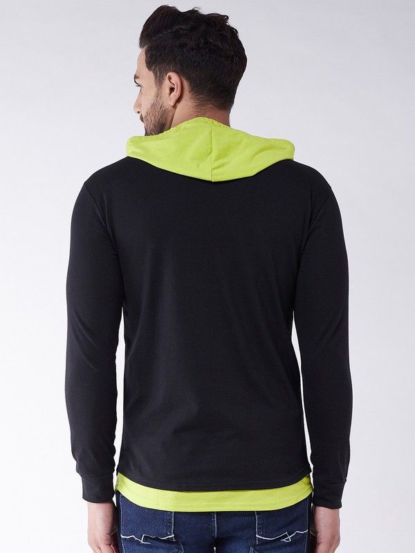 Gritstones Cotton Blend Solid Full Sleeves Mens Hooded Neck T-Shirt Roposo Clout