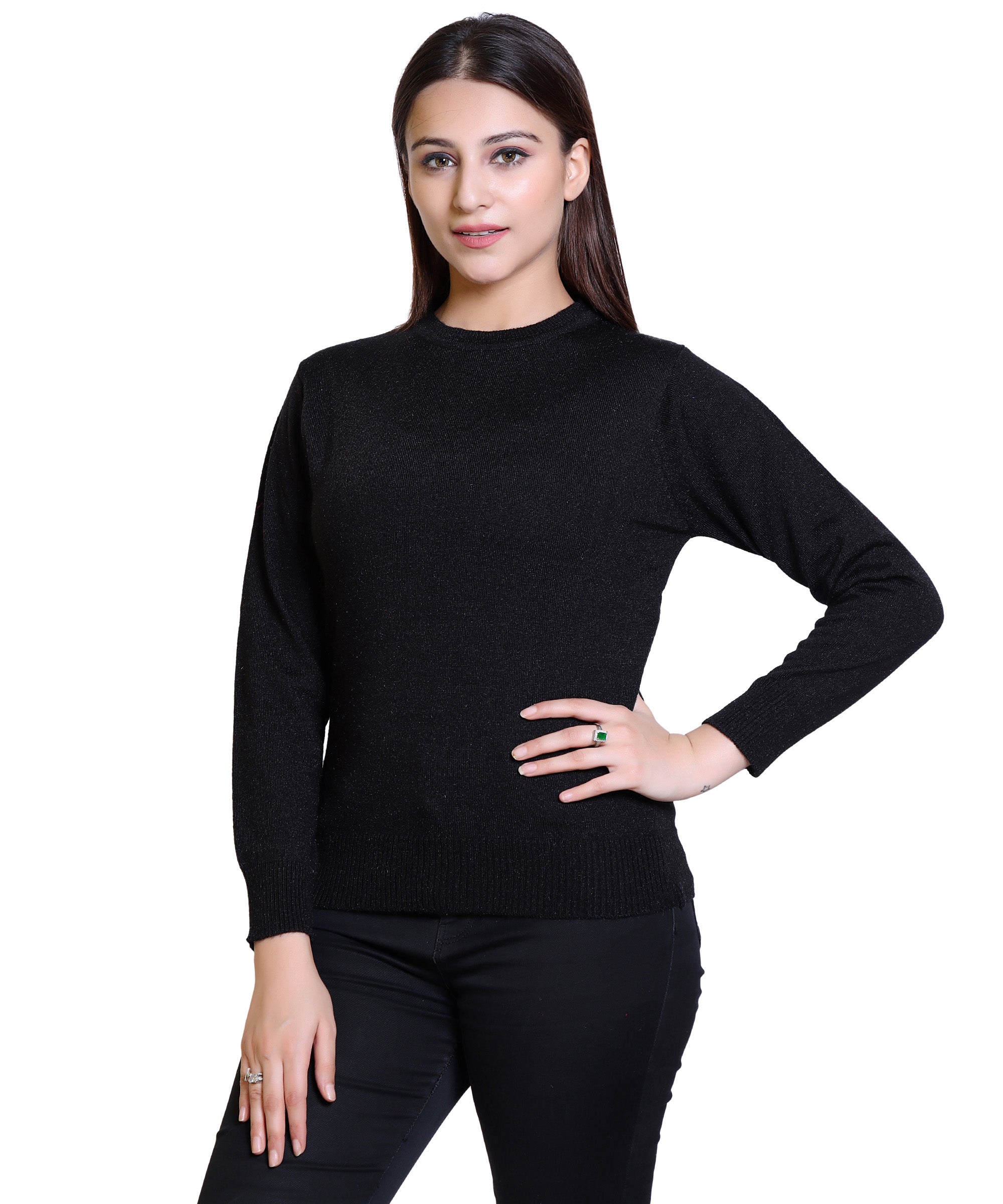 Women's Solid Woolen Full Sleeves Sweater Roposo Clout