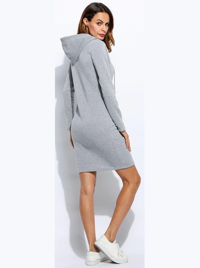 Women's Lycra Solid Hooded Neck Bodycon Short Dress Roposo Clout
