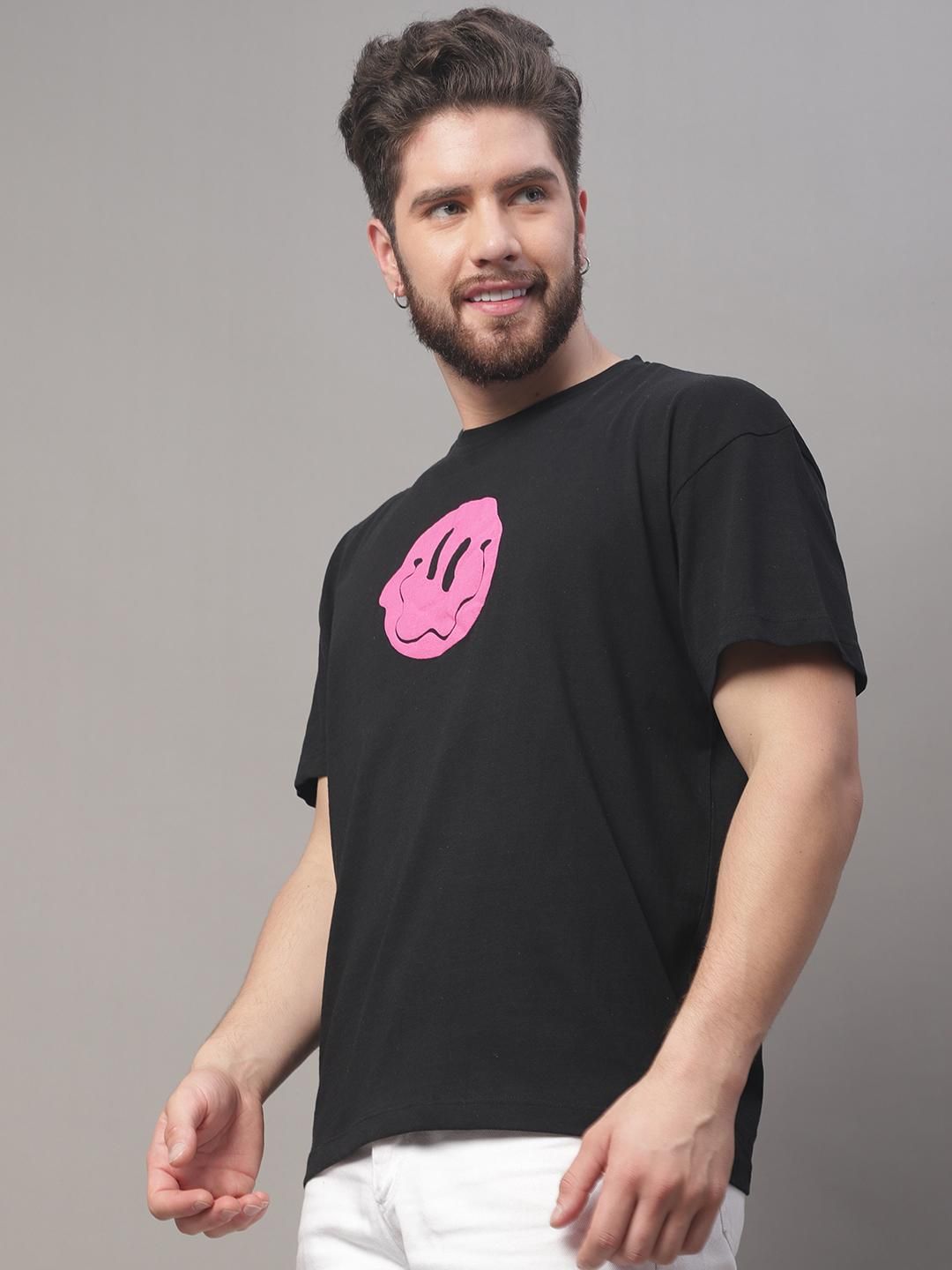 DOOR74 MENS PRINTED BLACK OVERSIZE TSHIRT Roposo Clout