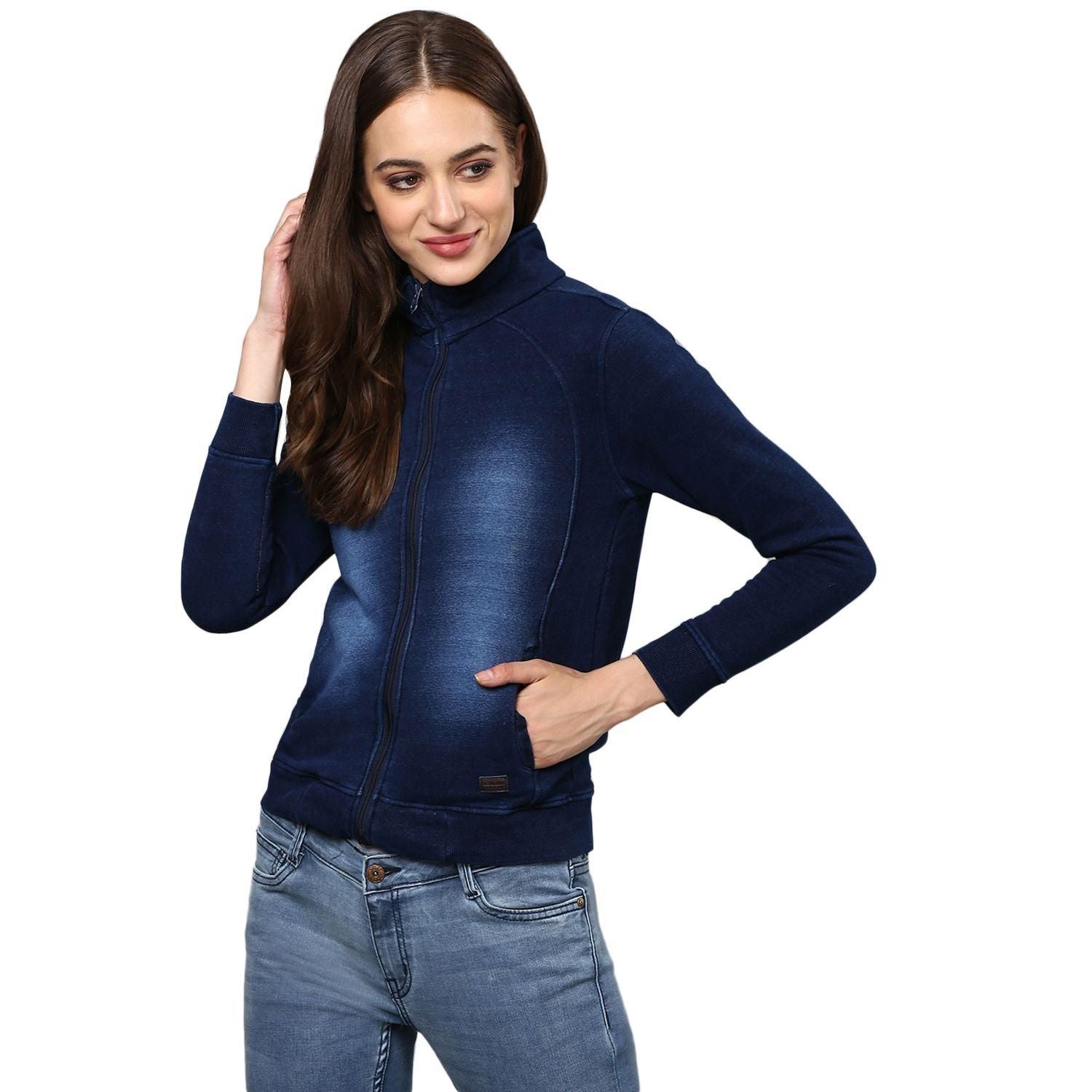 Campus Sutra Women Solid Stylish Casual Denim Jacket Roposo Clout