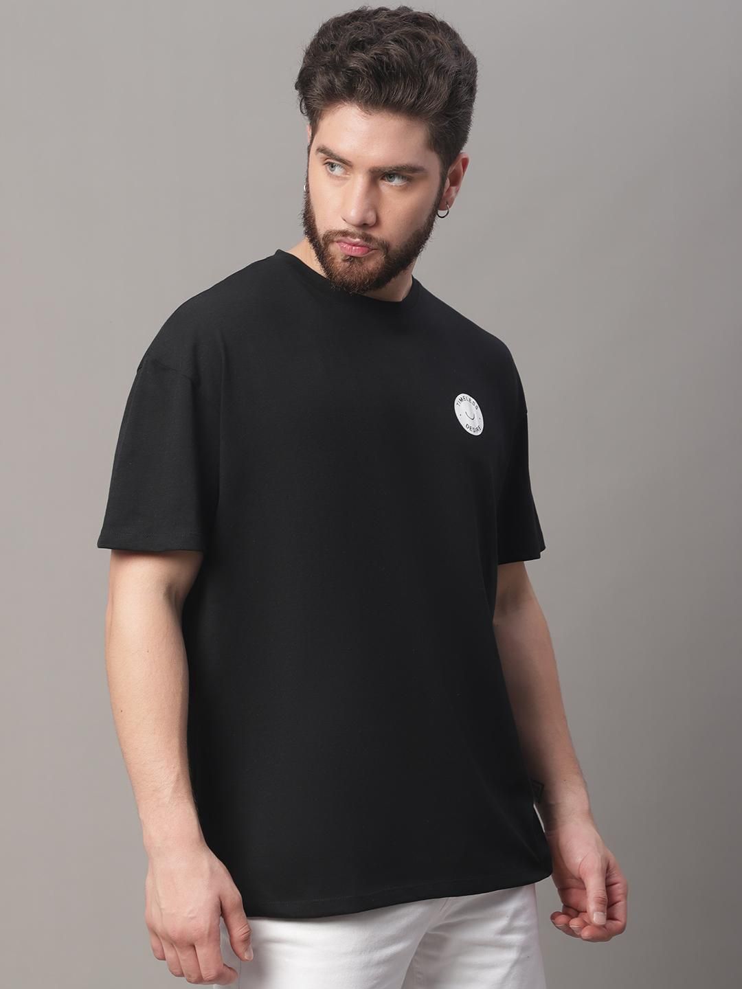 DOOR74 MENS PRINTED BLACK OVERSIZE TSHIRT Roposo Clout