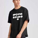 Men Graphic Print Round Neck Cotton Blend Black T-Shirt Roposo Clout