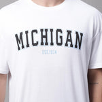 DOOR74 Mens Michigan Printed White TSHIRT Roposo Clout