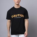 Door 74 Men Black Graphic Printed Pure Cotton Oversized T-Shirt Roposo Clout