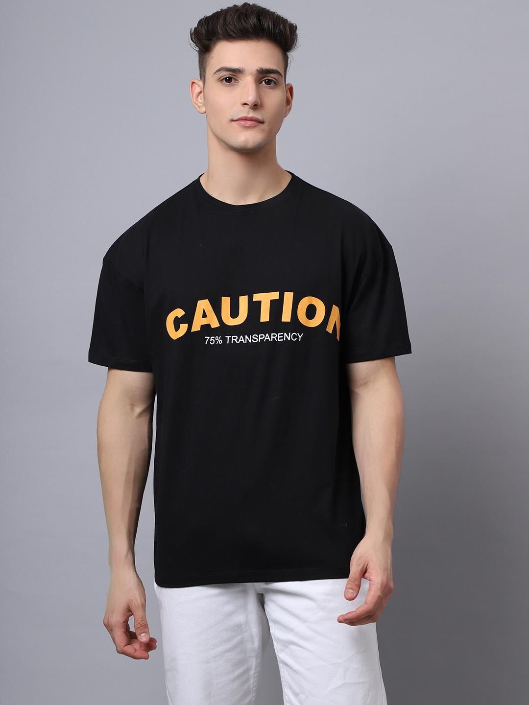 Door 74 Men Black Graphic Printed Pure Cotton Oversized T-Shirt Roposo Clout
