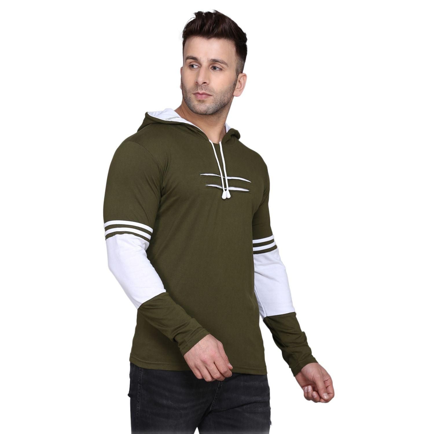 Denzolee Colorblocked Men's Hooded T-Shirt Roposo Clout