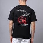 Door 74 Men Black Graphic Printed Pure Cotton Oversized T-Shirt Roposo Clout