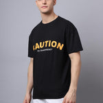 Door 74 Men Black Graphic Printed Pure Cotton Oversized T-Shirt Roposo Clout