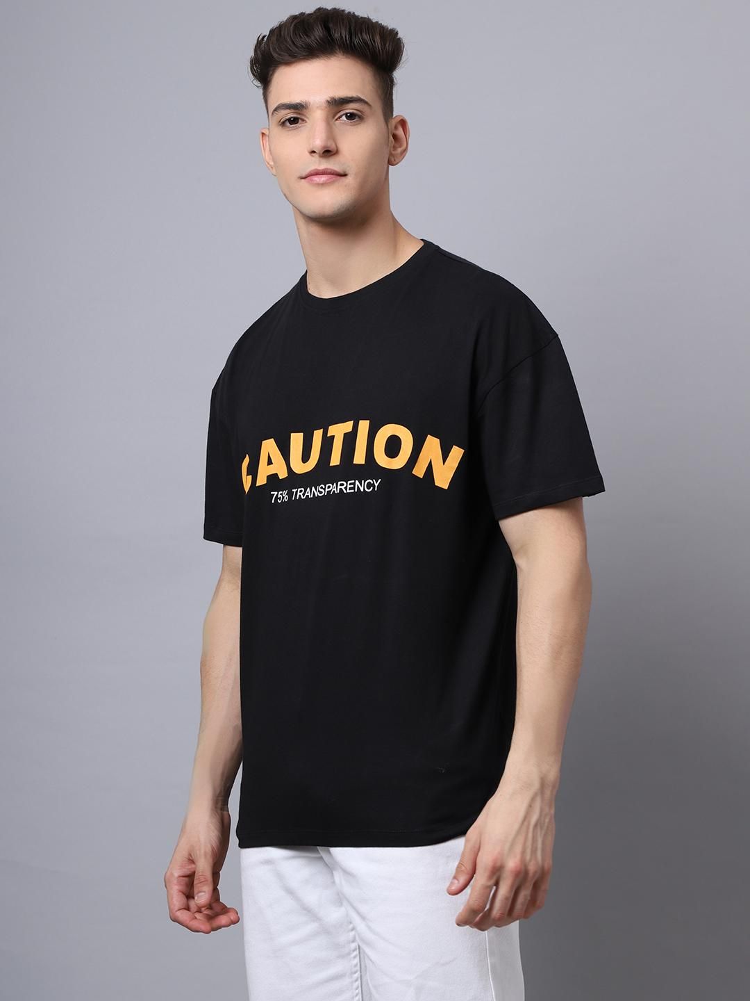 Door 74 Men Black Graphic Printed Pure Cotton Oversized T-Shirt Roposo Clout