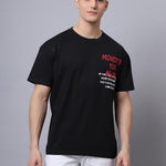Door 74 Men Black Graphic Printed Pure Cotton Oversized T-Shirt Roposo Clout