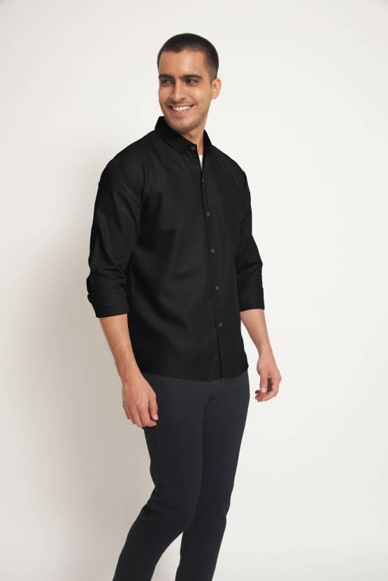 Men Slim Fit Self Design Slim Collar Casual Shirt Roposo Clout