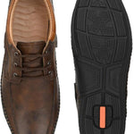 Men's Faux Leather Brown Casual Lace Up Shoes Roposo Clout