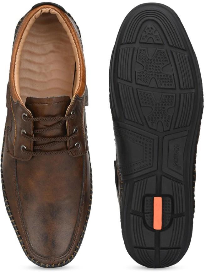 Men's Faux Leather Brown Casual Lace Up Shoes Roposo Clout