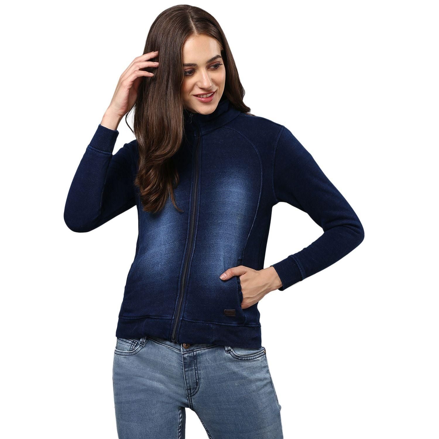 Campus Sutra Women Solid Stylish Casual Denim Jacket Roposo Clout