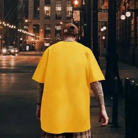 Men Printed Round Neck Yellow T-Shirt - shoponez.com