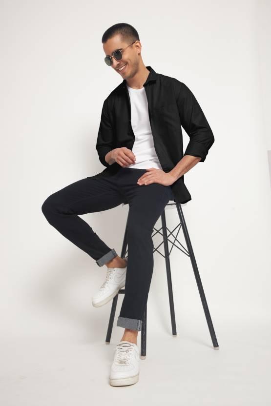 Men Slim Fit Self Design Slim Collar Casual Shirt Roposo Clout