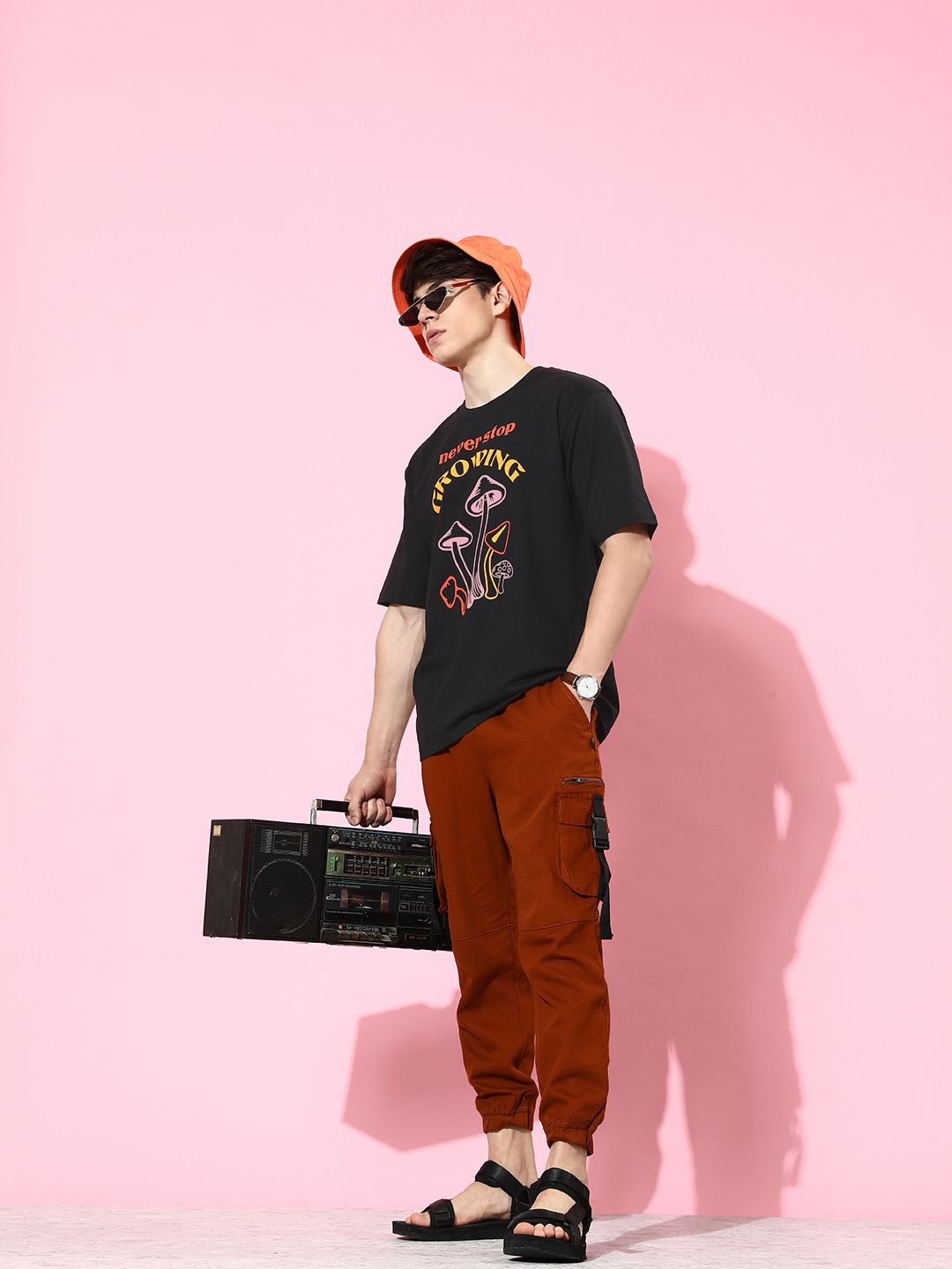 Difference of Opinion Black Graphic Oversized T-Shirt Roposo Clout