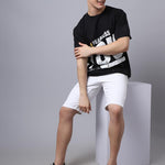 Door 74 Men Black Graphic Printed Pure Cotton Oversized T-Shirt Roposo Clout