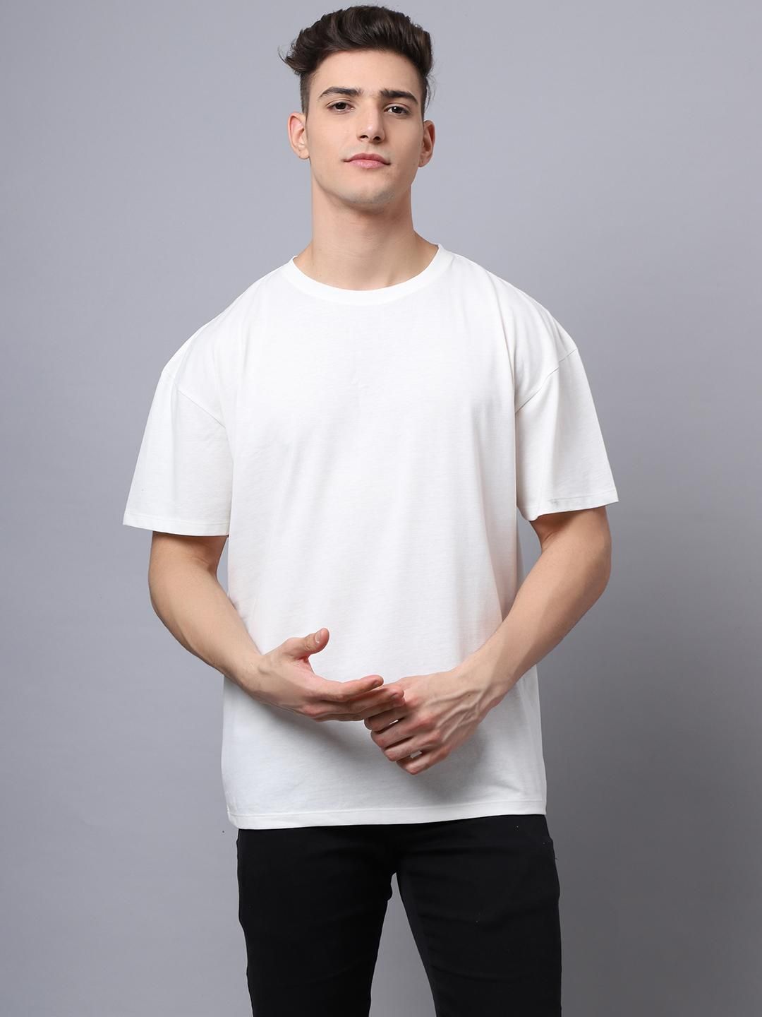 Door 74 Men Off White Graphic Printed Pure Cotton Oversized T-Shirt Roposo Clout