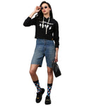Campus Sutra Women Printed Crop Casual Hooded Sweatshirts Roposo Clout