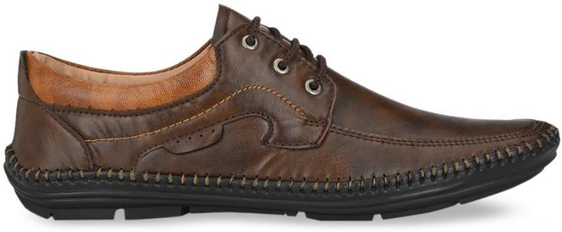 Men's Faux Leather Brown Casual Lace Up Shoes Roposo Clout