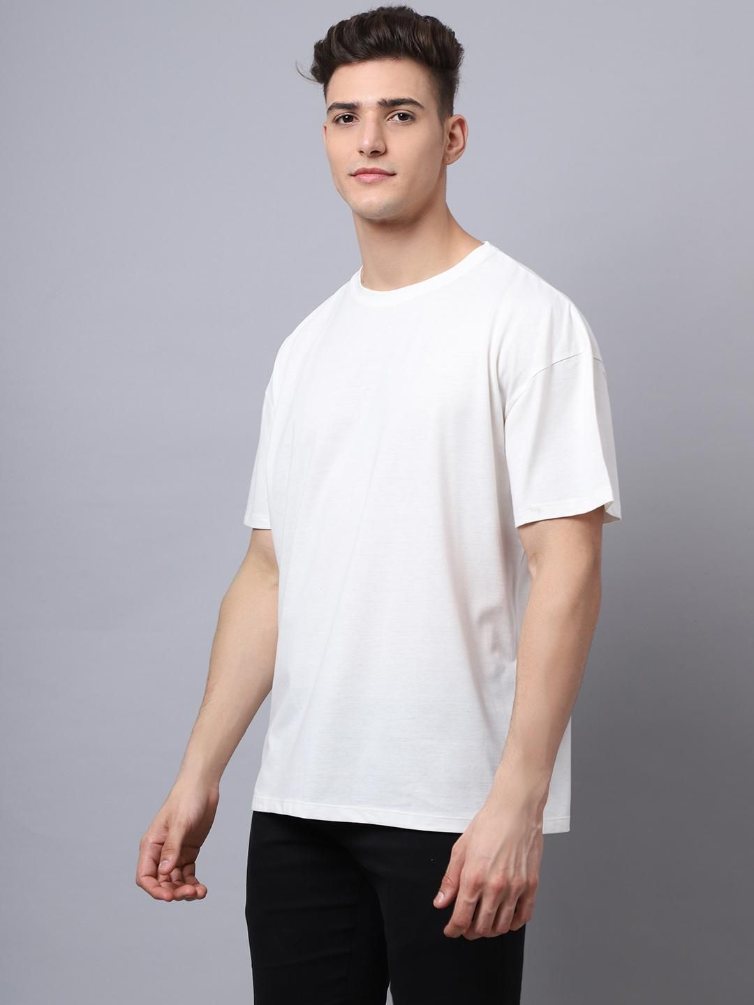 Door 74 Men Off White Graphic Printed Pure Cotton Oversized T-Shirt Roposo Clout