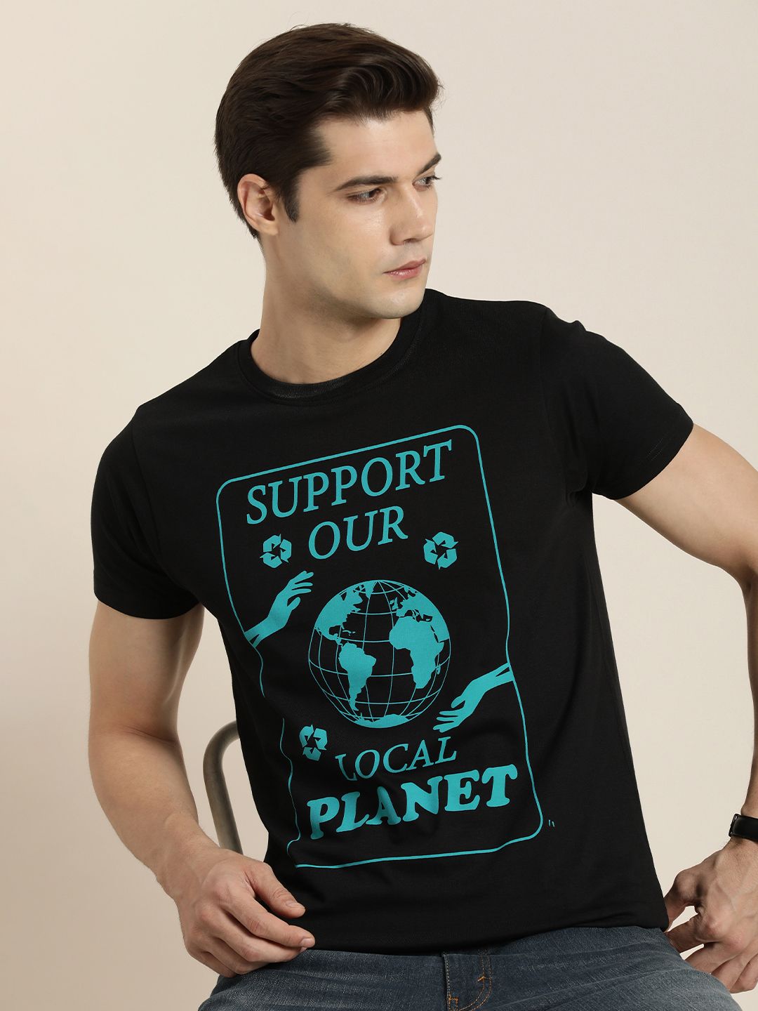 Difference of Opinion Black Graphic Regular T-Shirt Roposo Clout