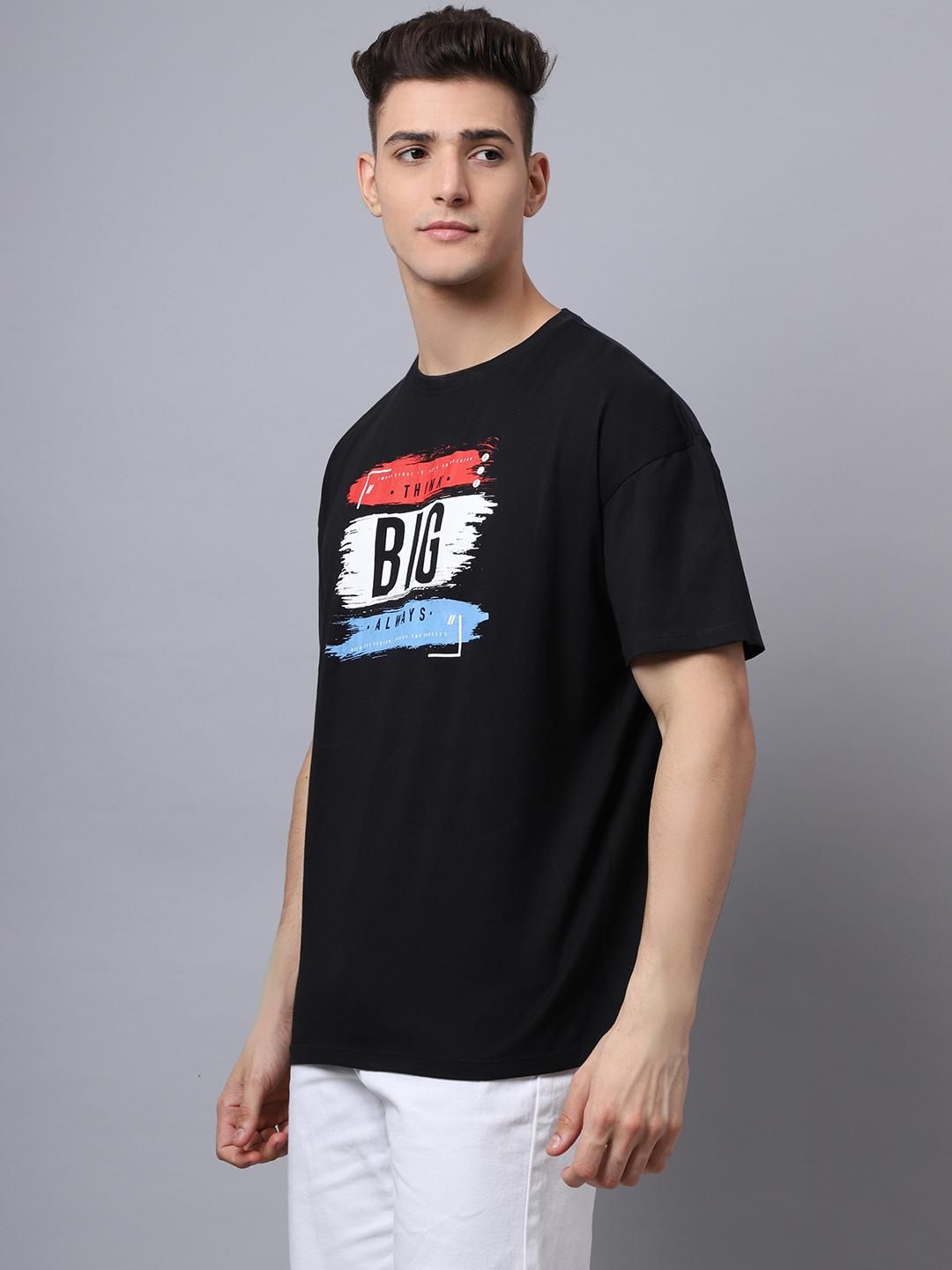 Door 74 Men Black Graphic Printed Pure Cotton Oversized T-Shirt Roposo Clout