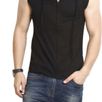 Gritstones Cotton Blend Solid Sleeveless Mens Hooded Neck T-Shirt Roposo Clout