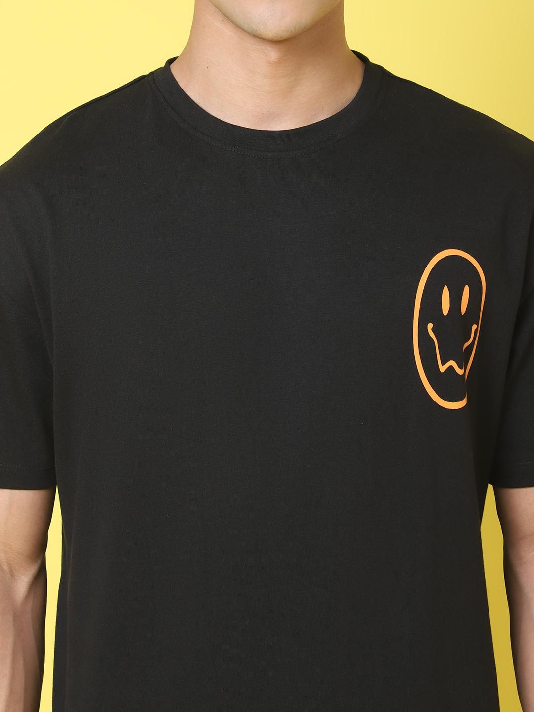 DOOR74 MENS PRINTED BLACK OVERSIZE TSHIRT Roposo Clout