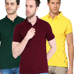 Poly Cotton Solid Half Sleeves Mens Polo T-shirt (Pack of 3) Roposo Clout