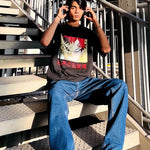 Get Set Wear Men's Graphic Print Oversized Black T-Shirt Roposo Clout