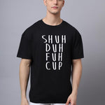 Door 74 Men Black Graphic Printed Pure Cotton Oversized T-Shirt Roposo Clout