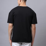 Door 74 Men Black Graphic Printed Pure Cotton Oversized T-Shirt Roposo Clout