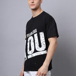 Door 74 Men Black Graphic Printed Pure Cotton Oversized T-Shirt Roposo Clout