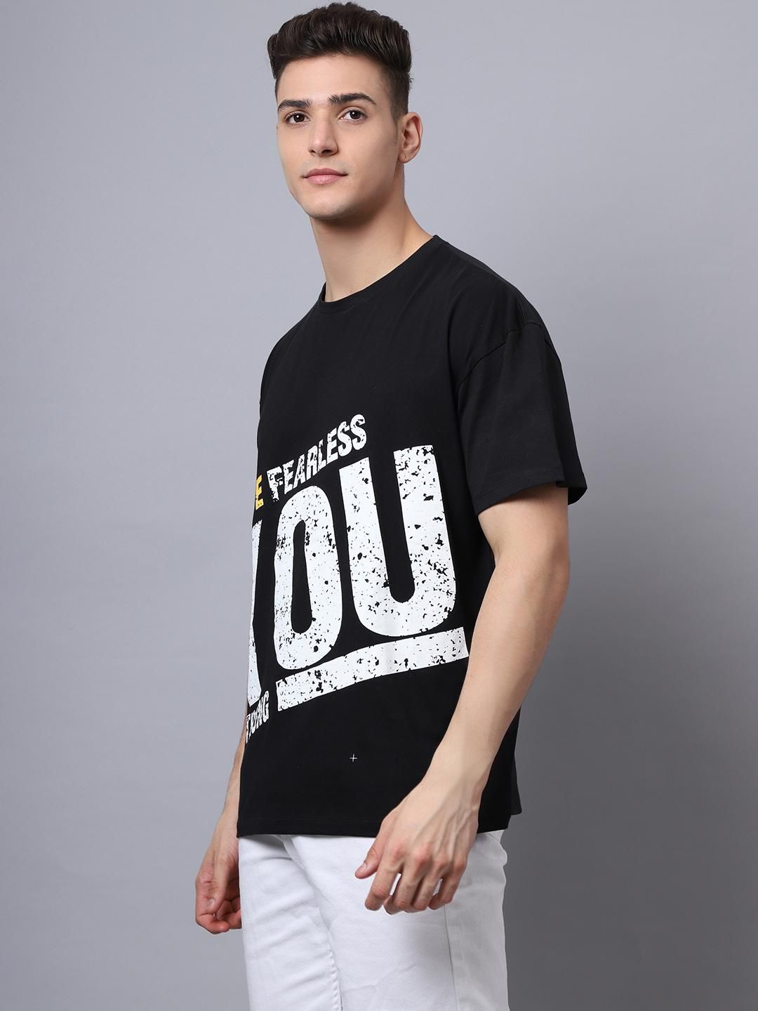 Door 74 Men Black Graphic Printed Pure Cotton Oversized T-Shirt Roposo Clout