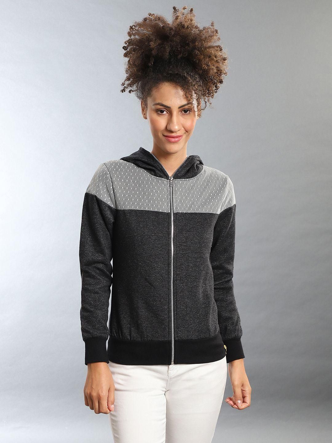 Women's  Cotton Charcoal Solid Sweatshirt Roposo Clout