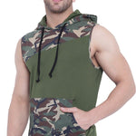 Gritstones Cotton Blend Printed Sleeveless  Mens Hooded Neck T-Shirt Roposo Clout