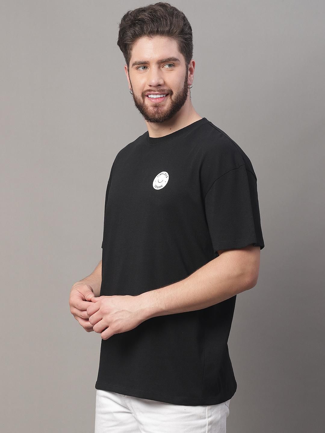 DOOR74 MENS PRINTED BLACK OVERSIZE TSHIRT Roposo Clout