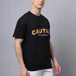 Door 74 Men Black Graphic Printed Pure Cotton Oversized T-Shirt Roposo Clout